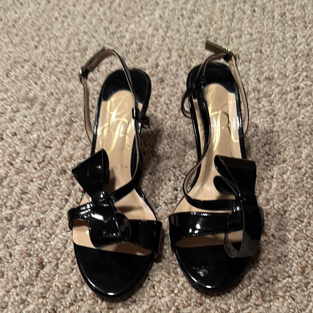 J.Renee Black Heels with Bow and Slingback Design